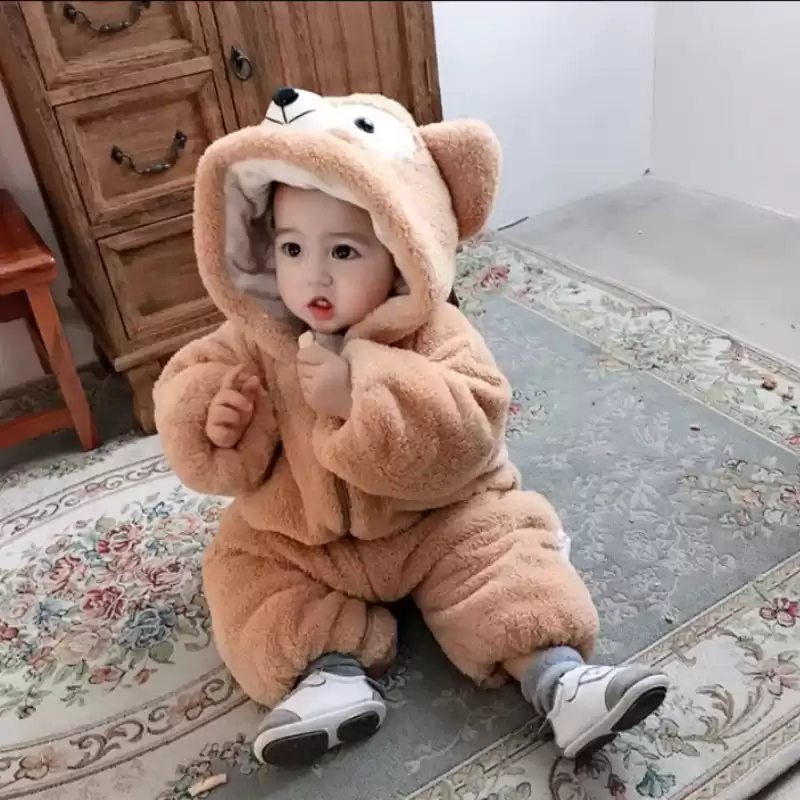 Teddy Bear Premium Baby Bodysuit- BROWN