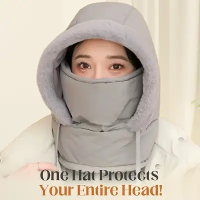 Plush-Lined Thickened Thermal Hat with Face Mask